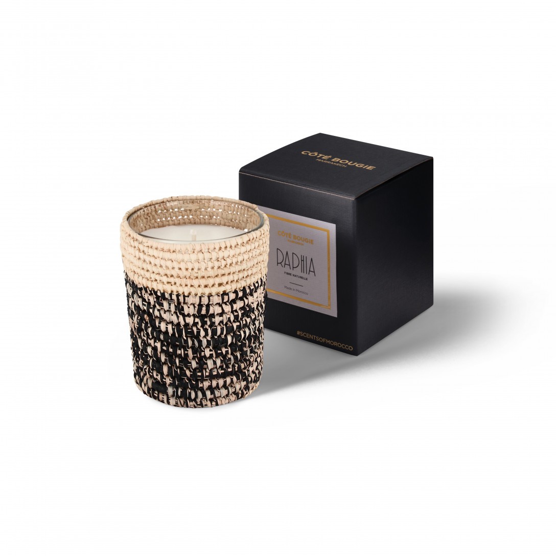 Rita scented candle from the raffia collection Small size with packaging box