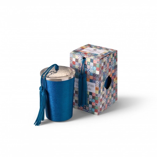 natural scented candle Peacock Blue from the Sabra maillechort collection