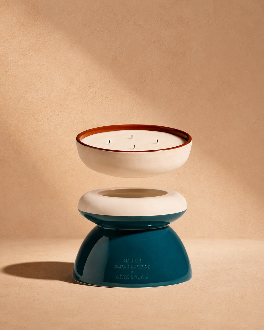 Bol rechargeable séparé du socle de la bougie Tamtam Twist Bleu Sarah